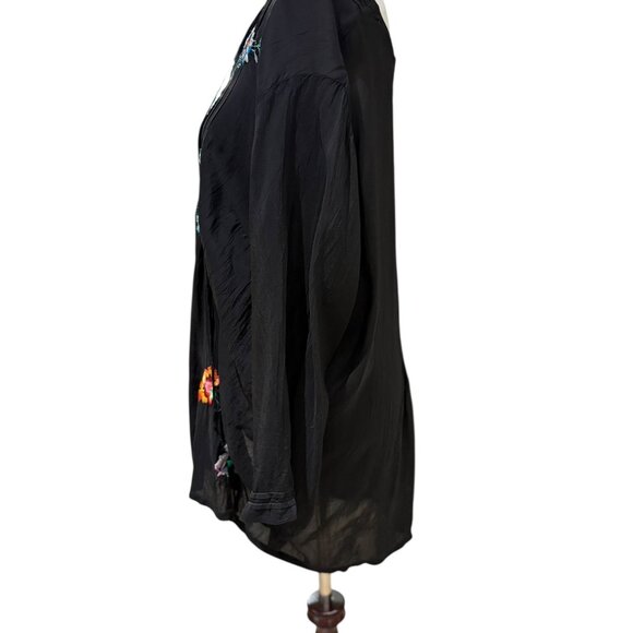 Johnny Was Multicolored Embroidered Tunic Black Size 2X - Picture 10 of 14